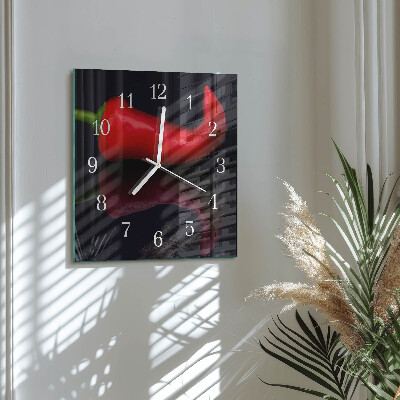 Square wall clock Chili peppers