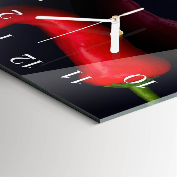 Square wall clock Chili peppers