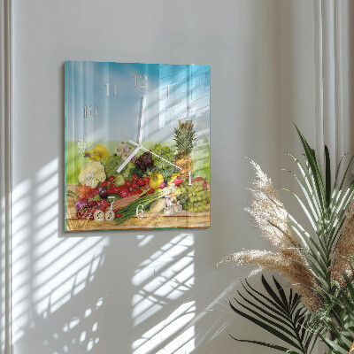 Square wall clock Vegetables Fruits