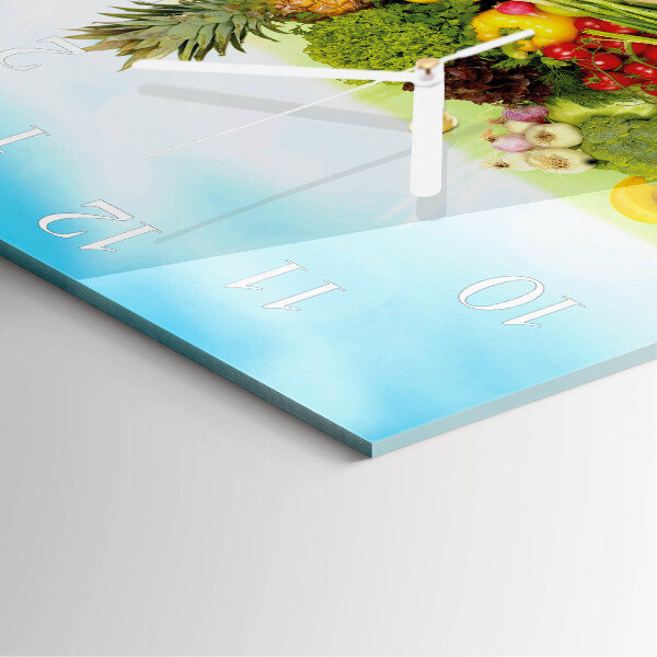Square wall clock Vegetables Fruits