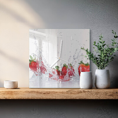 Square wall clock Strawberry