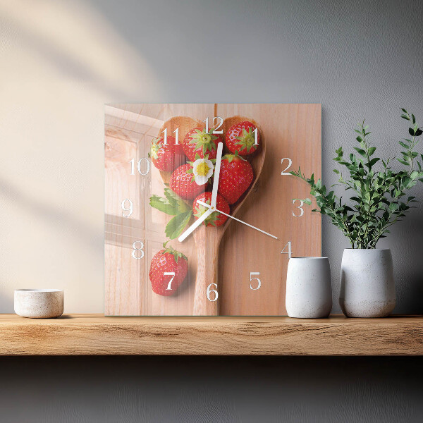 Square wall clock Strawberry