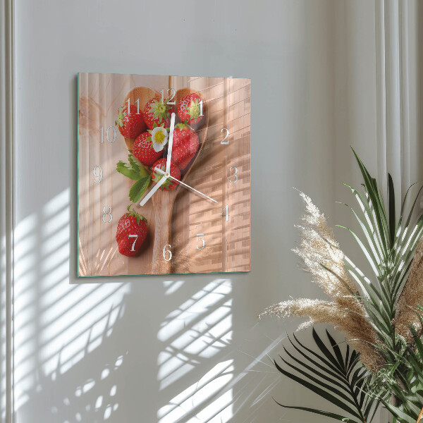Square wall clock Strawberry