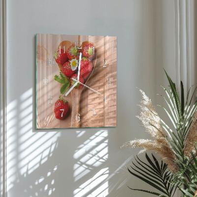 Square wall clock Strawberry