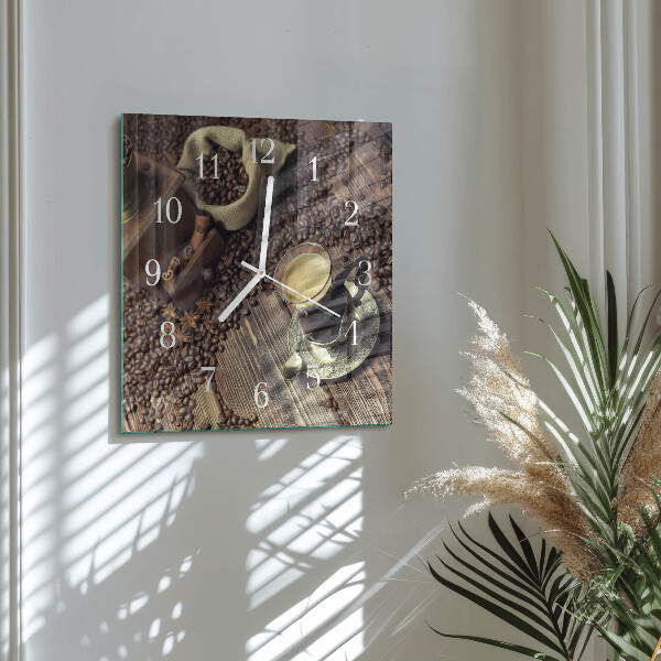 Square wall clock Coffee