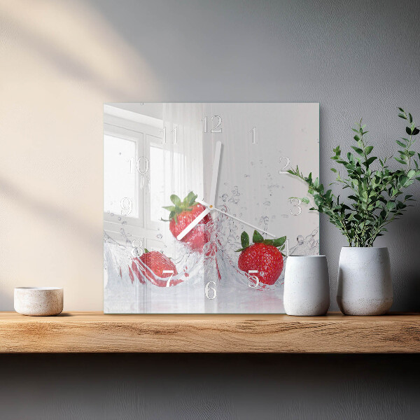 Square wall clock Strawberry