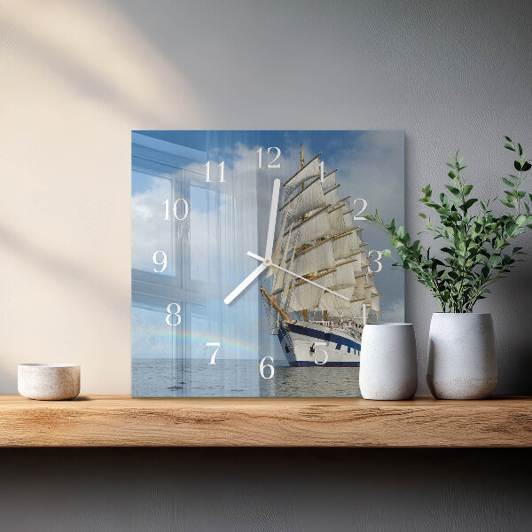 Square wall clock Ship