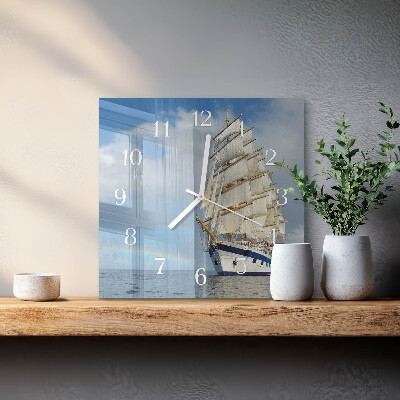 Square wall clock Ship
