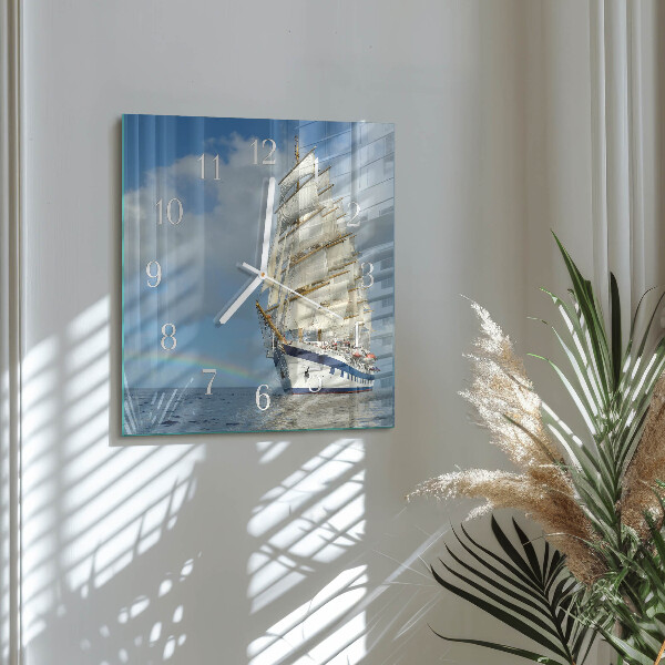 Square wall clock Ship