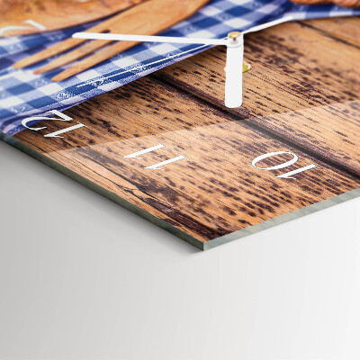 Square wall clock Wooden and cutlery