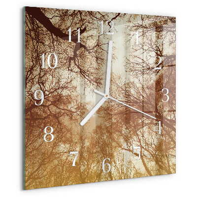 Square wall clock Tree crowns