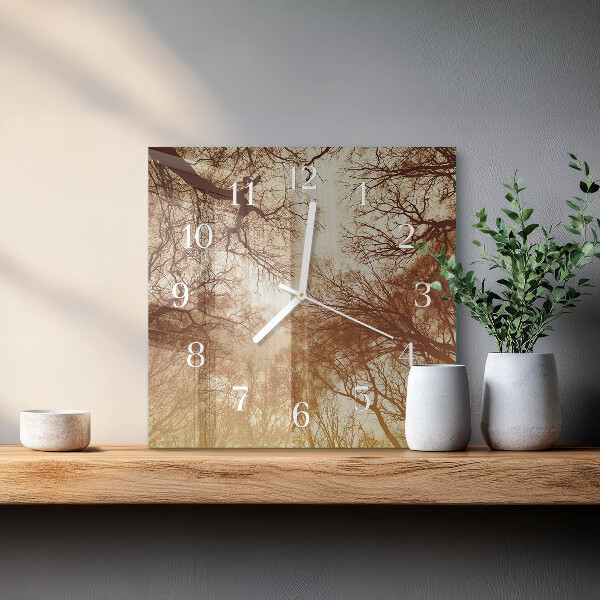 Square wall clock Tree crowns