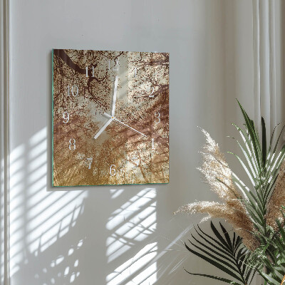 Square wall clock Tree crowns