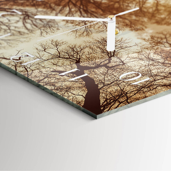 Square wall clock Tree crowns