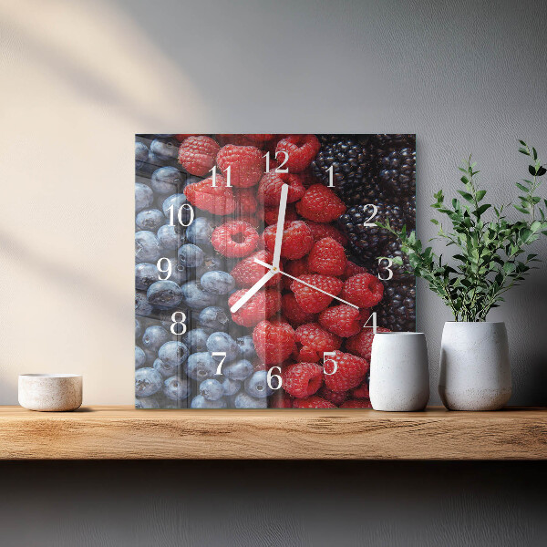 Square wall clock Berries