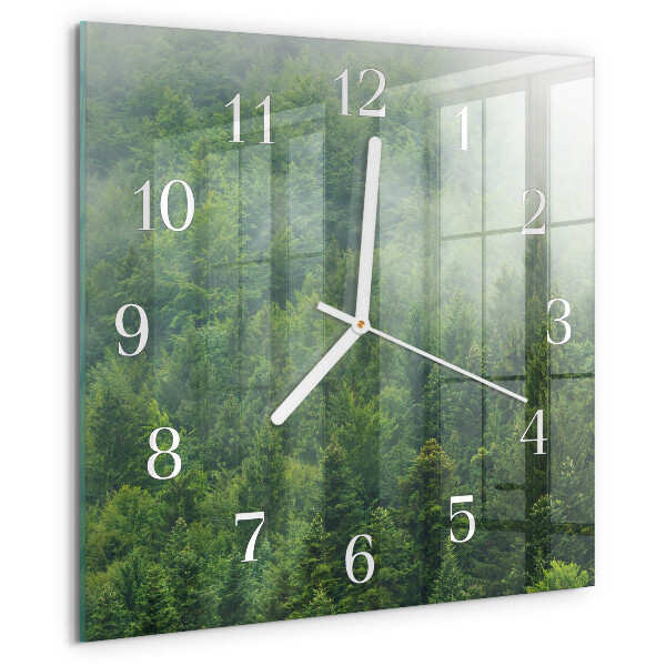 Square wall clock Foggy forest