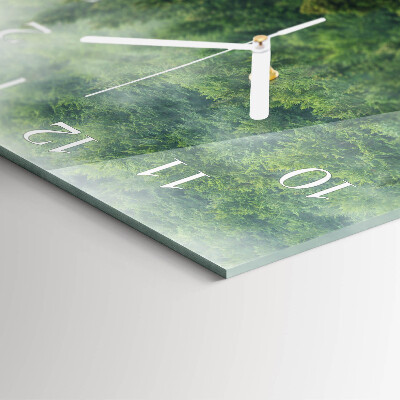 Square wall clock Foggy forest