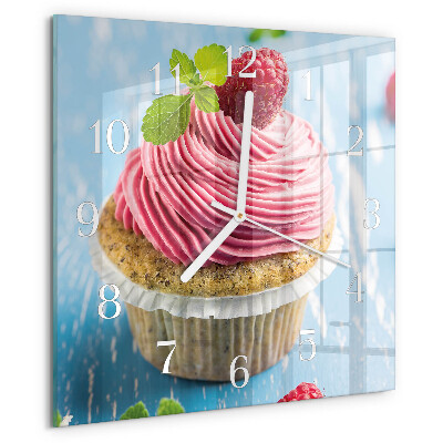 Square wall clock Raspberry muffin