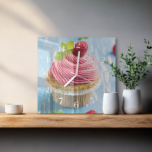 Square wall clock Raspberry muffin