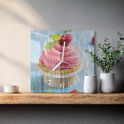 Square wall clock Raspberry muffin