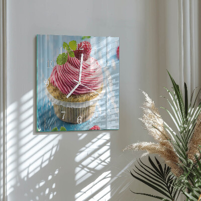 Square wall clock Raspberry muffin
