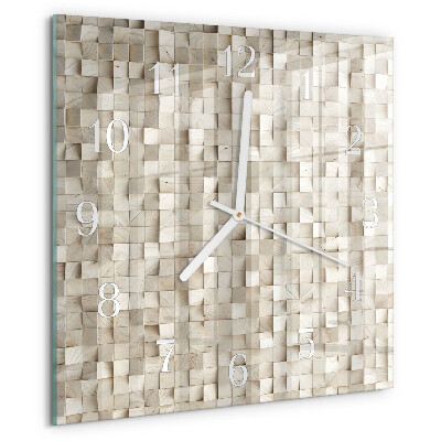 Square wall clock Wooden mosaic