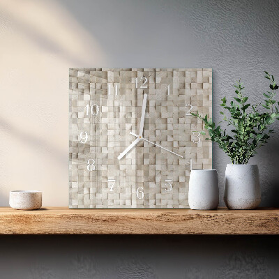 Square wall clock Wooden mosaic