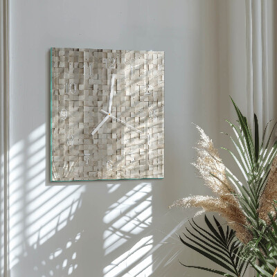Square wall clock Wooden mosaic