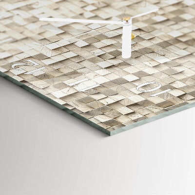 Square wall clock Wooden mosaic