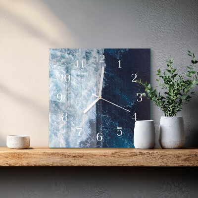 Square wall clock Ocean waves