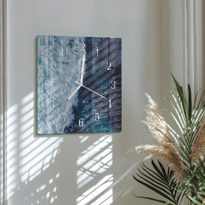 Square wall clock Ocean waves