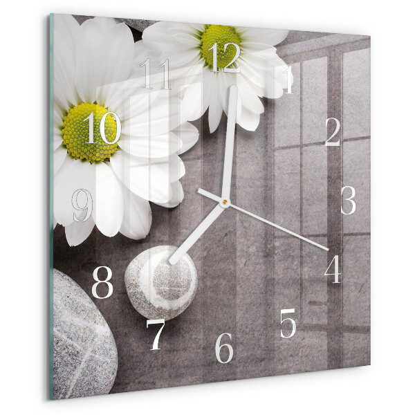 Square wall clock Flowers and stones