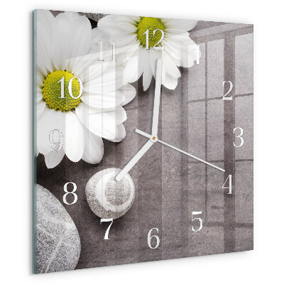 Square wall clock Flowers and stones
