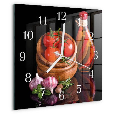 Square wall clock Tomatoes and Garlic