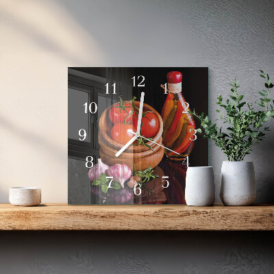 Square wall clock Tomatoes and Garlic