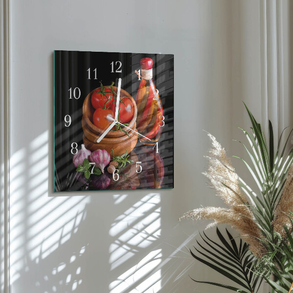 Square wall clock Tomatoes and Garlic