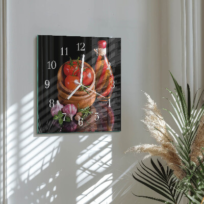 Square wall clock Tomatoes and Garlic