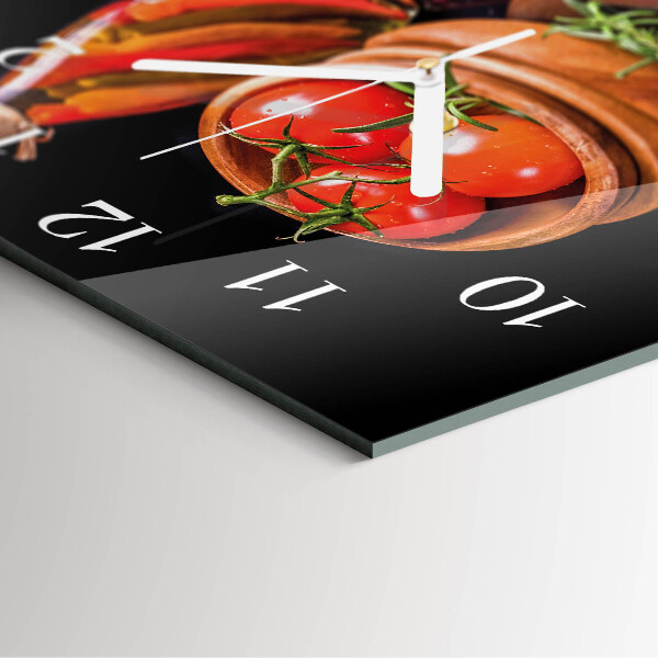 Square wall clock Tomatoes and Garlic