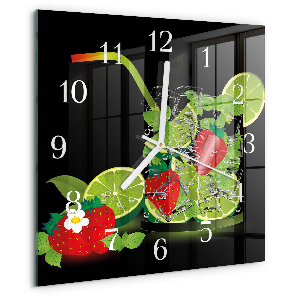 Square wall clock Strawberry and Lime