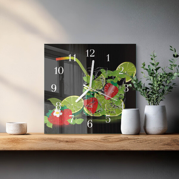 Square wall clock Strawberry and Lime