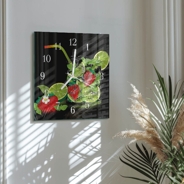 Square wall clock Strawberry and Lime