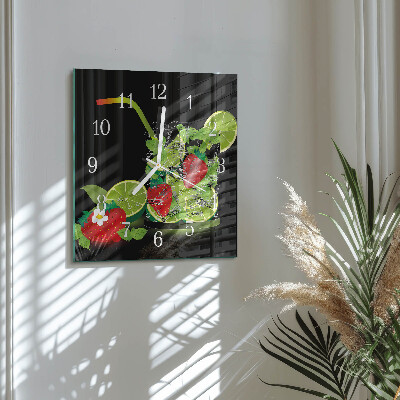 Square wall clock Strawberry and Lime