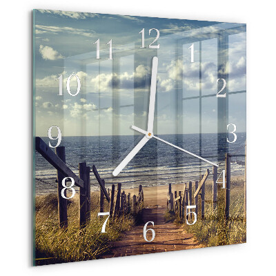 Square wall clock beach sea