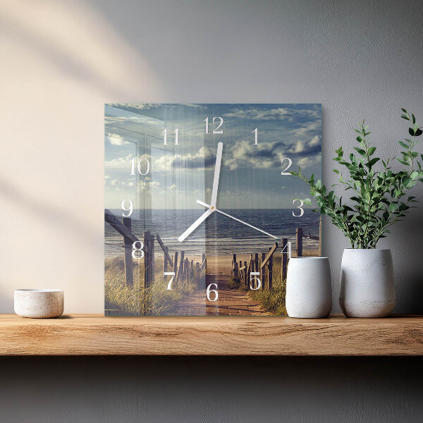 Square wall clock beach sea
