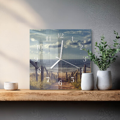 Square wall clock beach sea
