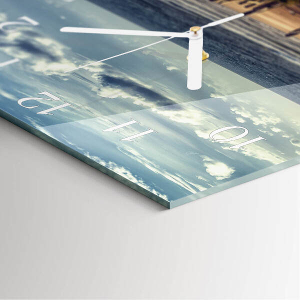 Square wall clock beach sea
