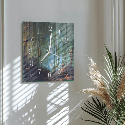 Square wall clock Mystical forest