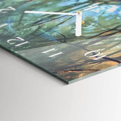 Square wall clock Mystical forest