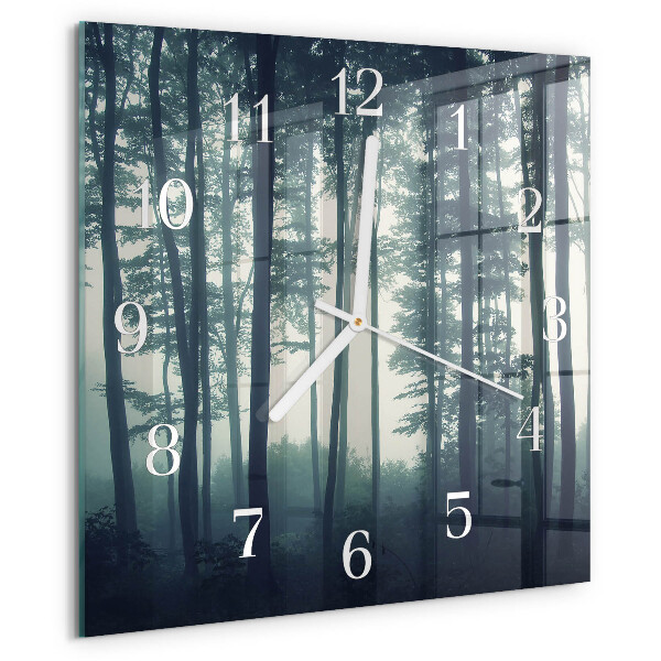 Square wall clock Foggy forest