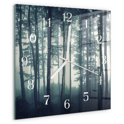 Square wall clock Foggy forest